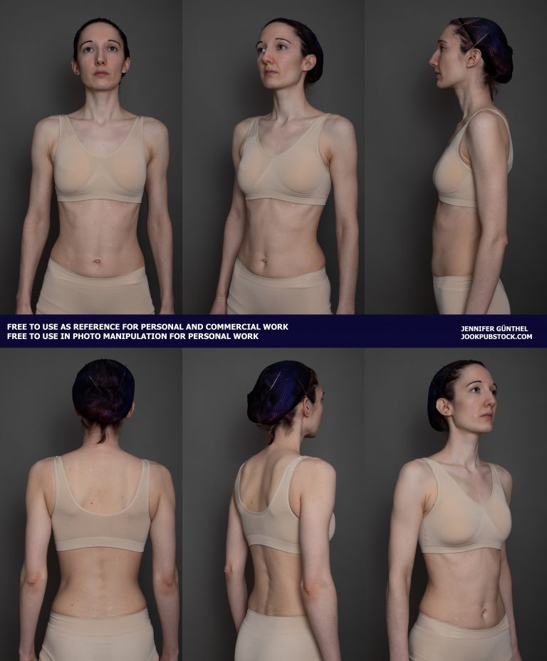 a reference sheet of a person wearing form fitting underwear