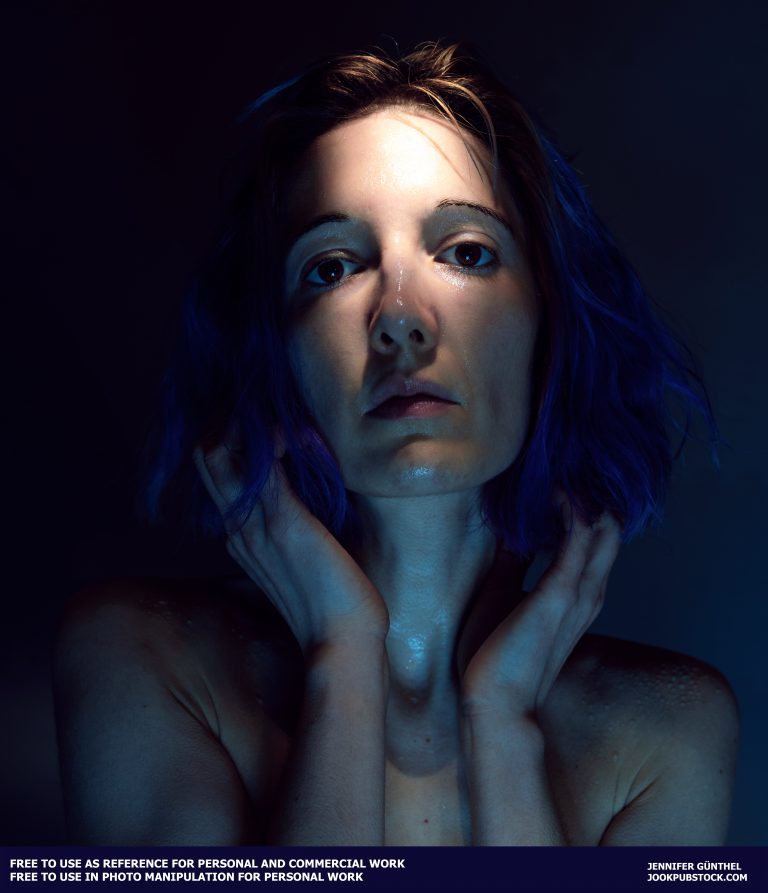 portrait of a person with blue hair