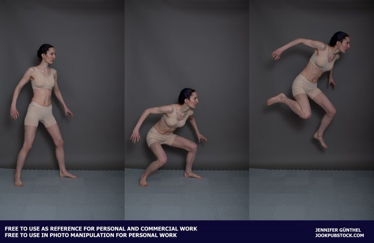 a sequence of 3 photos of a person jumping in the air